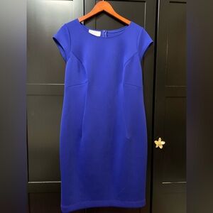 Dominique Maazar Cobalt Blue Midi Dress,12, M/L,elegant,wedding guest